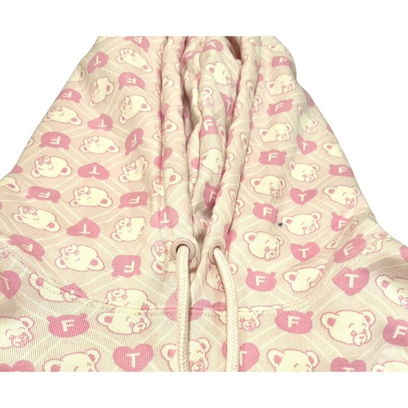 Teddy Fresh Sweatshirt Hoodie Pink All Over Print Argyle Pink Size Large - Picture 2 of 6